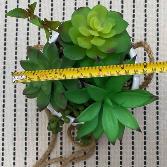 Hanging Faux Succulent Arrangement in Decorative Ceramic Pot - Picture 6 of 6